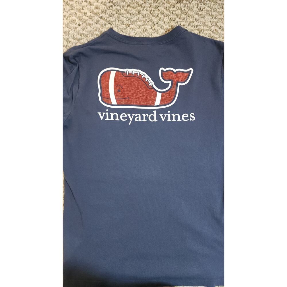 Vineyard Vines Youth Large Football Whale Long Sleeve T-Shirt - Picture 1 of 5